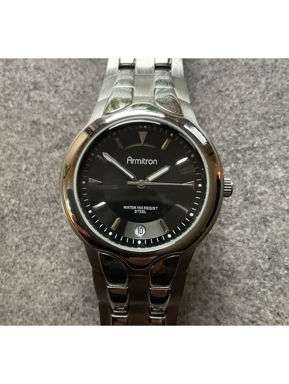 Armitron Mens Watch 20/1897D 36mm Stainless Steel Case & Band Black Dial Bin A